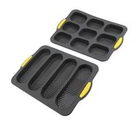 Fafeicy Mini Loaf Pan Silicone Bread Pan Set with Perforated Baking Tray 9 Cavity and 4 Cavity Easy Release Even Heating for Hot Dogs Breakfast Tea