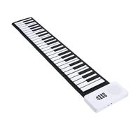 Fafeicy Mini Piano Keyboard 49 Keys, Portable Roll Up Electronic Keyboard with Silicone Keys, Built in Speaker, Rechargeable, Complete Set for Beginners with Cable (Black and White version)