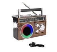 Fafeicy Portable BT Radio Speaker 5W Stereo Solar Power USB Charging LED Flashlight for Emergency Outdoor Adventure (Coffee)