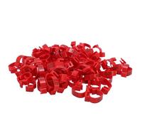 Fafeicy Premium 100PCs Chicken Legs Ligaments 20mm Plastic Numbered Poultry -Tags for Ducks for Dubes, Simple Clamp/holder of Leg Bands for Chickens Quail (Red)