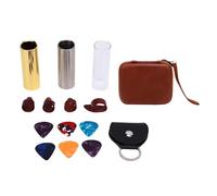 Fafeicy Professional Guitar Slide Set with 70mm Stainless Steel Brass Glass Slides and Finger Picks for Electric Acoustic Bass Banjo Ukulele Players