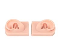 Fafeicy Silicone Ear Model, Flexible Soft Reusable Human Skin Ear for Piercing Practice, 2PCS 8x5x3.5cm Acupuncture Training Jewelry Display Beauty Institute Props (Light Skin)