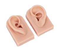 Fafeicy Silicone Ear Model, Flexible Soft Reusable Human Skin Ear for Piercing Practice, 2PCS 8x5x3.5cm Acupuncture Training Jewelry Display Beauty Institute Props (Medium Skin Color)