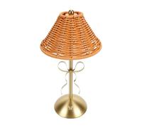 Fafeicy Table Lamp, Handwoven Rattan USB Charging Night Light, Cordless LED Desk Lamp with Touch Dimming, 3 Color Temperatures, 1200mAh Battery, 16 By 34 Cm for Bedroom Camping Cafe (Brown)