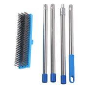 Fafeicy Telescopic Handle Steel Wire Scrubbing Broom Stiff Moss Removal Tool for Outdoor Surfaces Garden Garage Deck Patio (160cm)
