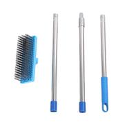 Fafeicy Telescopic Handle Steel Wire Scrubbing Broom Stiff Moss Removal Tool for Outdoor Surfaces Garden Garage Deck Patio (120cm)