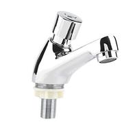 Fafeicy Time Delay Faucet 4 to 6s Auto Shut Off Push Button Sink Tap Chrome Plated Brass for Public Bathroom Kitchen Water Saving 1.2GPM Flow