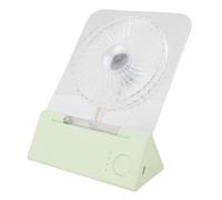 Fafeicy Transparent Desktop Fan with Magnetic Wall Mount and 7 Color Breathing Light, 4 Quiet Speeds, 3000mAh Battery, Foldable for Home Camping (Transparent Green)