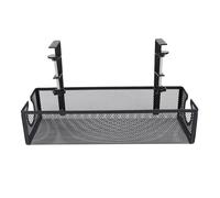 Fafeicy Under the DESK Cable Management Tray Efficient Circular Hole Trapezoidal Organizer for Office Study, Carbon Steel (Black)