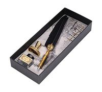 Fafeicy Vintage Dip Pen Quill Set, Stainless Steel Elegant Calligraphy Kit with Replaceable Nibs, Ideal for Art Projects and Invitations (Black)
