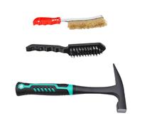 Fafeicy Welding Hammer and Brushes Set Pointed Tip and Flat Chisel | Heavy Duty Chipping Hammer With 2 Wire Brushes for Metal Cleaning Rust Removal Welding Casting Auto Repair