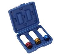 Fafeicy Wheel Nut Socket Set 3Pcs 17mm 19mm 21mm CR-MO Alloy Steel with Colour Coded Nut Sockets and Storage Box for 1/2in Drive Wrench and Tire Change
