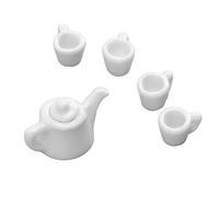 Fafeims 1:12 Dollhouse Porcelain Tea Set, Exquisite Miniature Ceramic Tea Set with 4 Teacups and Teapot for Role Play, Christmas Birthday Gift