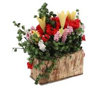 Fafeims 1:12 Miniature Potted Flowers, Handcrafted Clay Iron Composite Wood Dollhouse Accessory with Delicate Petals, for Miniature Collectors and Hobbyists