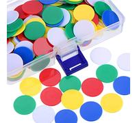 Fafeims 100Pcs 19mm Plastic Counting Chips Multi-Color Markers, Suitable for Counting and Learning Exercises, 4 Color Transparent Chips for Various Usage Scenarios (Blue)