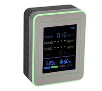 Fafeims 6 in 1 Battery Powered Air Quality Meter for Indoor Use CO2 PM2.5 HCHO TVOC Test Portable Design 130g (Black + Green)