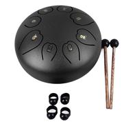 Fafeims 8 Note Tongue Drum, Steel Tongue Hand Drum with Bag, Mallets, Book, Yoga, Meditation (Black)
