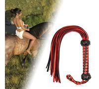 Fafeims Artificial Leather Whip, 23.4in Horse Riding Crop with Comfortable Faux Leather Handle, for Equestrian Training and Cosplay (Red+black)