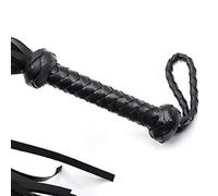 Fafeims Artificial Leather Whip, 23.4in Horse Riding Crop with Comfortable Faux Leather Handle, for Equestrian Training and Cosplay (black)