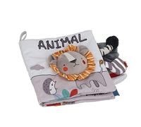 Fafeims Baby Books Chewable Baby Cloth Books Sensory 3D Educational Early Learning Soft Book for Over 4 Months Grey White (Lion)