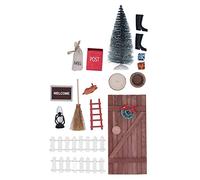 Fafeims Christmas Fairy Door Kit, Miniature Dollhouse Door Set with Christmas Tree and Accessories, for 1:12 and 1:6 Dollhouse DIY Decoration