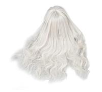 Fafeims Doll Hair, Ball Jointed Doll Wig, Curly Soft Trimmable Long Lasting with Bangs for Dress Up, Long Enough to Trim (Silver Grey)