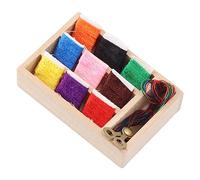 Fafeims Dollhouse Sewing Box Kit, 1:12 Scale Miniature Sewing Box with Rich Details and 9 Color Threads, for DIY Decoration and Dollhouse Accessories
