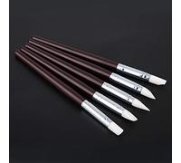 Fafeims Drawing Pens, 5pcs Wooden Handle Pottery Pen Set for Clay Sculpture Cake Decoration and Craft
