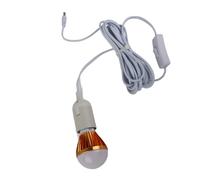 Fafeims E27 Ball Bulb Bright LED Light with Spiral Design for Camping 12V 5W Soft White Light - Includes 3meter DC Cable