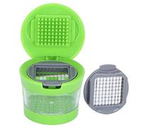 Fafeims Garlic Press Machine Efficient Vegetable Chopper for Kitchen Cutting, Two Blades for Dicing and Slicing, Applicable for Home Cooks and Chefs, ABS+Stainless Steel, Green