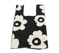 Fafeims Handbag, Small Cute Crochet Wristlet Handbag Aesthetic Purse 14.5x7.8in for Girls Women Casual Outing Surprise (Black)