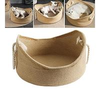 Fafeims Handmade Wicker Cat Corrugated Scratching Board Basket for Comfortable Pet House, Spacious & Multi-Functional, for Cats, Cotton Rope Material