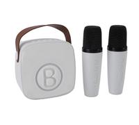 Fafeims Karaoke Machine for Kids, Portable Bluetooth Speaker with Wireless Microphone, Mini Karaoke Machine for Girls and Boys Ages 4-10, Birthday Family Home Party (White Double Mic)