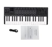 Fafeims Keyboard Piano, 37 Key USB MIDI Keyboard Controller, 16 RGB Backlit Drum Pads 8 Knobs 4 Faders Built in Sound Source Synthesizer Engine