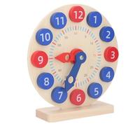 Fafeims Learning Clock Time Activity Set, 12 Hour Teaching Demonstration Wooden Clock with 18 Double Sided Question Cards for Kids Early Math Skills Development