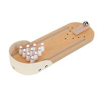 Fafeims Mini Desktop Bowling Game for Kids and Adults, Portable Wooden Tabletop Bowling Set for Entertainment and Stress Release [11 X 3.9 X 1.6in Size, 10 Balls, Steel Ball]