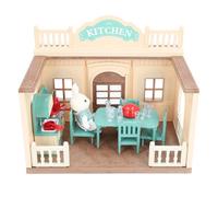 Fafeims Miniature Dollhouse Kitchen, Plastic Educational Toys with Tableware Furniture for Build Your Own Dollhouse
