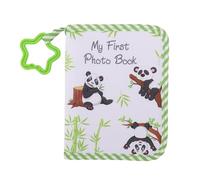 Fafeims My First Photo Album For Baby, Baby Soft Cloth Memory Album with Safety Mirror Holds 17 Photos For Newborns Infant Brain Development Keepsake (Green Panda)