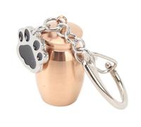 Fafeims Pet Urns Keychain, Stainless Steel Dog Ashes Memorial Jewelry with Print, for Dog Cat Cremation Keepsake and Hair Nails Storage (Rose Gold)
