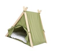 Fafeims Puppy Pet Cat Tent, Premium Materials, Easy to Clean, Fashionable Design, Air Circulation, Multi-purpose Design, 24.4 X 22 X 23.8in, Wood Cloth, Comfortable Detachable Washable (Grass Green)