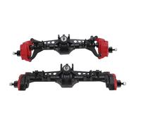 Fafeims RC Front Rear Axle Set, Nylon Crawler Axle with Optimized Steering for Axial SCX10 II 1:10 Scale RC Truck Complete Upgrade Kit (Black Red)