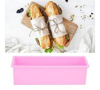 Fafeims Silicone Rectangle Soap Mold Non-Stick DIY Mould Making Box for Family Use 10.2 X 2.8 X 3.1in Purple (Pink)
