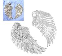Fafeims Silver Angel Wings Sequin Patches Fashionable Iron On Embroidered Patches for DIY Clothes, 2pcs for Gifts Size: 11.4 X 4.7in