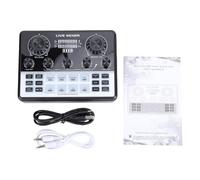Fafeims Sound Card Mixer, Dual Core Digital Chip with Dual Microphones and Headphones, Adjustable High Low Tones, One Click Noise Reduction, Built in Rechargeable Battery for Live