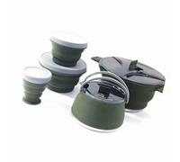 Fafeims Travel Cooking Utensils Folding Pot Set Portable Cookware for Outdoor Camping Picnic, Semi-transparent Pot Lid, Dark Green (Set 1)
