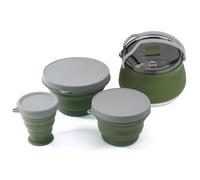 Fafeims Travel Cooking Utensils Folding Pot Set Portable Cookware for Outdoor Camping Picnic, Semi-transparent Pot Lid, Dark Green (Set 3)
