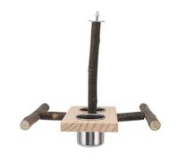 Fafeims Wooden Perch Stand Hanging Feeder Set Practical Stainless Steel Cups for Cockatiels, Sturdy Wood Perch Stand Feeding Bowls for Enhancing Playtime, Hanging Bird Food Supplies for Bird