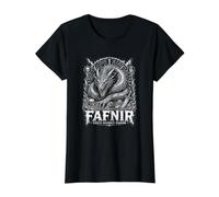 Fafnir Greed Becomes Dragon Norse Rune Dragon Value Graphic T-Shirt, Women, Black, S