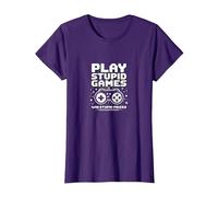 FAFO Play Stupid Games Win Stupid Prizes Gamer Humor T-Shirt, Women, Purple, Medium