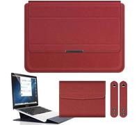FAFOUR 11-17 inch Universal Multi-Function Waterproof PU Leather Notebook Bag, Handheld Foldable Laptop Sleeves with Mouse Pouch and Bracket, 3-in-1 Stand Padded Pouch